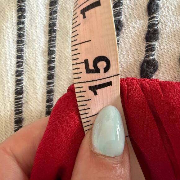 TADASHI SHOJI Red Silk Chiffon Ruffle Skirt Halter Sheath Cocktail Dress Medium - Picture 8 of 8